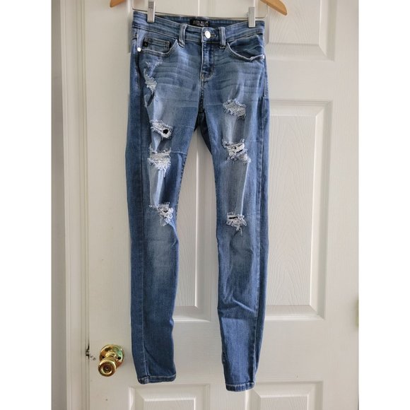 Judy Blue Los Angeles Skinny Fit distressed Ripped Denim Jeans size 3/26 - Picture 3 of 10